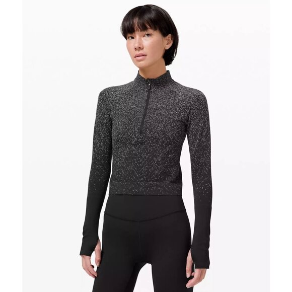 Lululemon Rest Less Cropped 1/2 Zip black tag size is missing is like small - Picture 1 of 12
